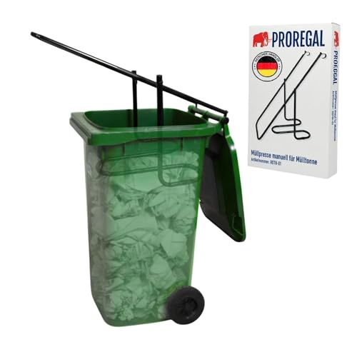 PROREGAL Müllpresse Pressforce für Zuhause manuell, Müllverdichter für 60 bis 240 Liter Mülltonne, Hausmüllpresse aus Stahl, Abfallverdichter für Hausmüll, Abfallpresse für Restmüll & Papier