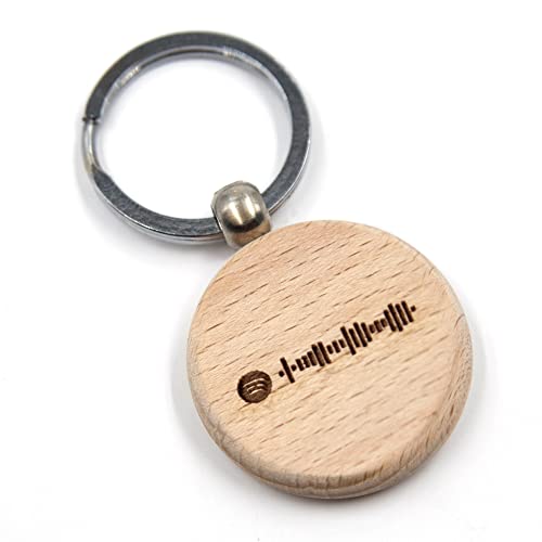 SNAPPY BOOK Llavero Personalizado con Canción Spotify. Llavero de Madera Redondo con Texto Personalizable y Código Escaneable. Regalo Original para Hombre y Mujer de 4 Cms Cover