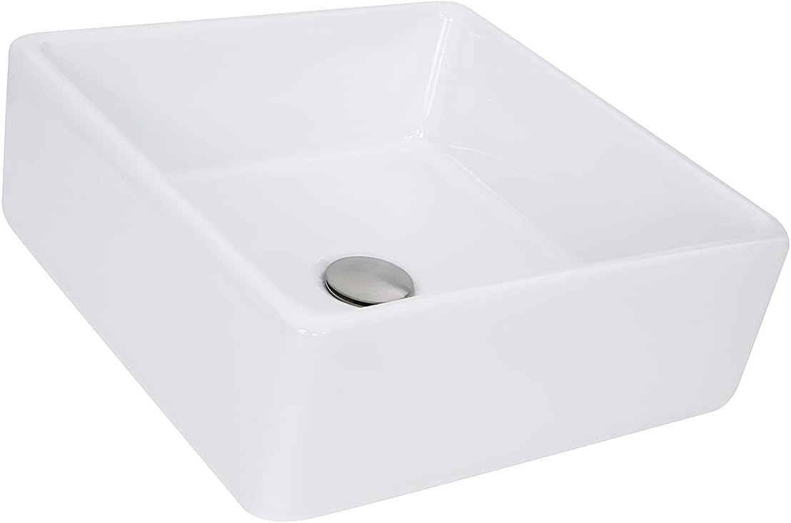 Nantucket Sinks NSV107A 15" Square, White Ceramic Vessel Sink