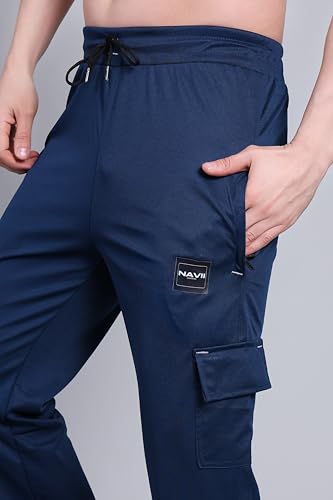 Image of Lycra Blend Cargo Track Pant for Men | Multi Pocket Lycra Stretch Fabric | Comfortable Stylish Joggers for Running Sports Casual Wear | Boys Gym Lower Activewear