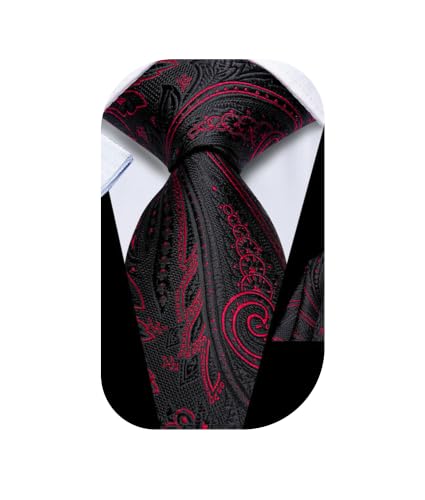 Image of Hi-Tie Men's Tie Sets Silk Paisley Striped Necktie Pocket Square Cuff-links Sets Wedding Business Holiday