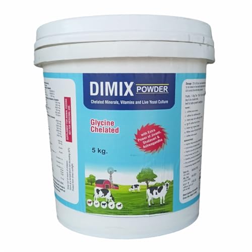 Image of Dimix Mineral Mixture Powder Bucket Pack | Essential Minerals for Cattle, Buffalo, Goat & Poultry | Boosts Milk Yield, Fertility & Immunity (5kg)