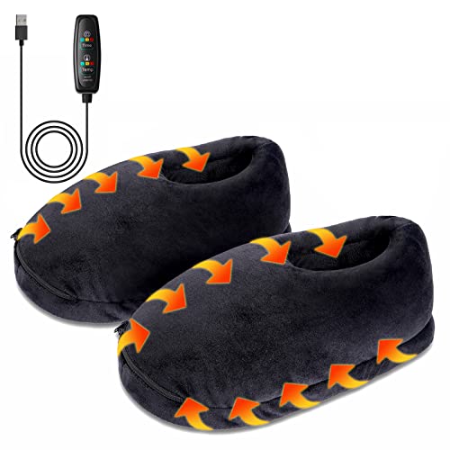 フットウォーマー 分離タイプ足温器 3段階温度とタイマー切替 フリーサイズ USB電気スリッパ 足防寒策 ブラックのサムネイル