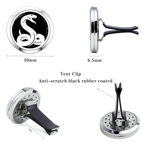Image of 30mm Car Essential Oil Diffuser Vent Clips Air Freshener Vent Clip Aromatherapy Car Accessories 10 Felt Pads for Gift Women (Snake)