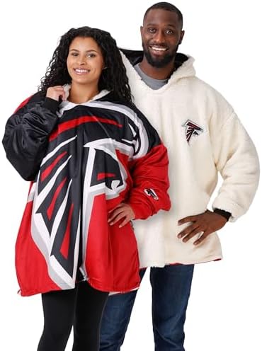 foco NFL Team Logo Reversible Oversized Sherpa Hoodie Sweatshirt ...