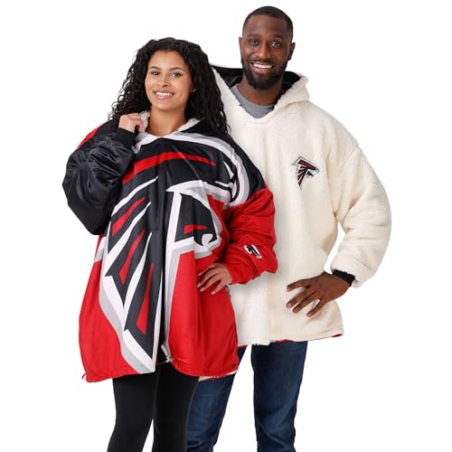 foco NFL Team Logo Reversible Oversized Sherpa Hoodie Sweatshirt ...