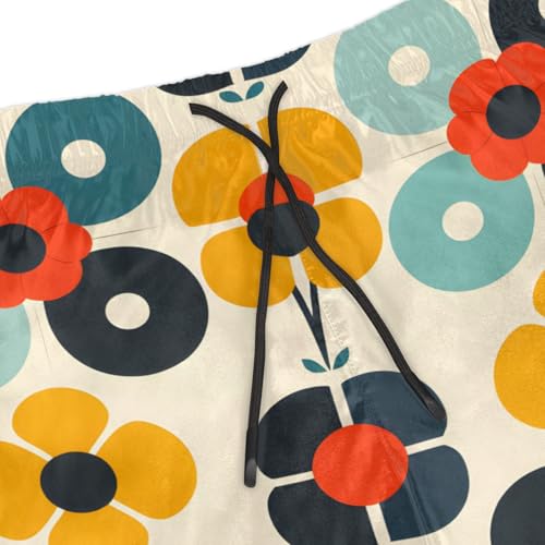 Men's Swim Trunks Size S Rounded Patchwork with Mesh Lining Soft Breathable Quick Dry Beach Shorts Tandem Flowers4