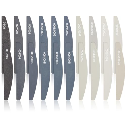 Honoson 20 Pcs Sanding Sticks for Plastic Models 3D Print Polishing Sticks Assorted Metal and Wood Sanding Tools Accessory for Model Craft Amateur Beginner(Low Grits and High Grits,Moon Style)