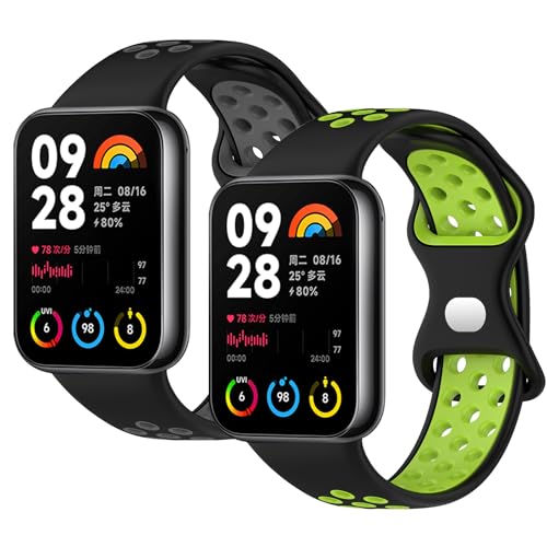 Th-some 2 Piezas Correa para Xiaomi Mi Band 8 Pro/Xiaomi Redmi Watch 4, Deportiva Correas de Repuesto Compatibles con Xiaomi Mi Band 8 Pro, Correa de Silicona Compatibles con Xiaomi Redmi Watch 4