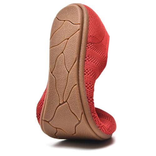 Image of poemlady Women's Ballet Flat Shoes Dress Shoes Knit Round Toe Slip On Ballerina Walking Flats Shoes for Woman Low Wedge Casual