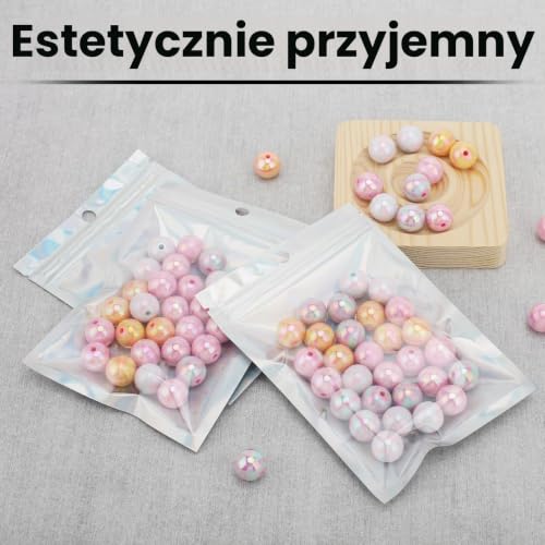 120 sztuk Mylar Bags 7 x 10 cm holograficzne woreczki zamykane małe torebki na próbki, do wielokrotnego zamykania, do pakowania wyrobów cukierniczych