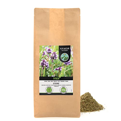 Tomillo seco (500g), Infusion de tomillo, tomillo frotado, 100% puro y natural para la preparación de mezclas de especias y té de tomillo