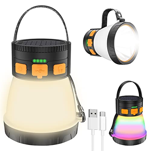 Led Camping Lantern, 1500 Lumens Camping Lantern Rechargeable With Solar Panel Charging, Waterproof, 8 Light Modes, 7500Mah Power Bank, Camping Flashlight For Hurricane Emergency, Hiking, Outdoor #TOP1