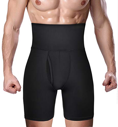 Men Shapewear Tummy Control Slimming Shorts High Waist Compression Body Shaper Abdomen Underwear Boxer Brief Black