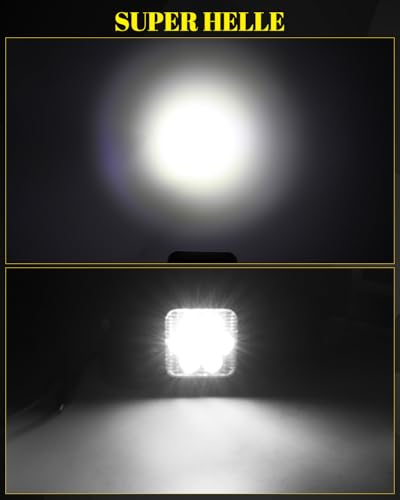 CO LIGHT 2PC LED Arbeitsscheinwerfer 12V/24V, IP68 LED Offroad Zusatzscheinwerfer 180° Verstellbarer Bügel für Traktor Offroad Baufahrzeuge UTV ATV LKW Landwirtschaft (Quadratische)