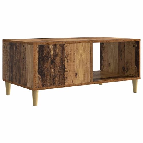 Table de salon rectangulaire en bois d'ingénierie et eucalyptus