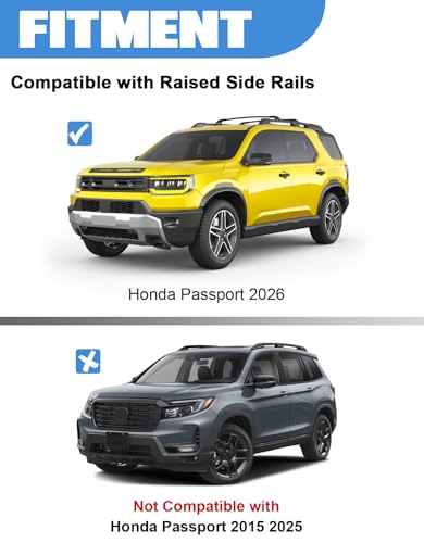 Image of FengYu Roof Rack 220lbs Cross Bars Compatible with Honda Passport 2026 with Raised Side Rails,Heavy Duty All-Metal Aluminum Roof Rails Crossbars Rooftop Cargo Bars Black Luggage Racks Carrier