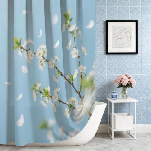 Rideau de douche 200x200 fleur de poirier pour rafraîchir votre intérieur