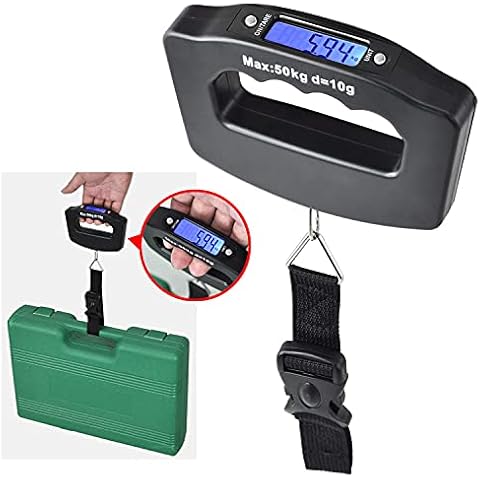 Handheld Portable Digital Luggage Scale with Grip - Travel Portable Electronic Weighing Suitcase and Bag Electronic Travel Scale - 110Lb/50kg - Black Cover