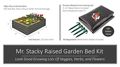 Mr. Stacky High-Grade Metal Raised Garden Bed Kit (3 ft. x 4 ft. x 1 ft.) - Elevated Planter Box for Growing Herbs, Vegetables, Greens, Strawberries, Flowers, and Much More (01) - Thumbnail 5