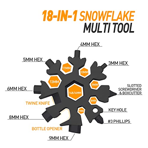 Stocking Stuffers for Men Gifts 18 in 1 Snowflake Multitool Black - image 6