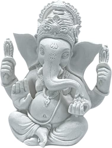 Bellaa 23743 Ganesha Statue Hindu God Lord Ganapati Idol Blessing God Outdoor Sculpture Home Decoration Good Luck Success Gift 5 Inch Pure White #TOP18