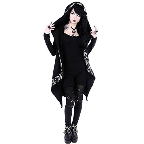 Changxi Mulheres Gótico Chique Com Capuz Camisola Plus Size Algodão Solto Lua Simples Imprimir Punk