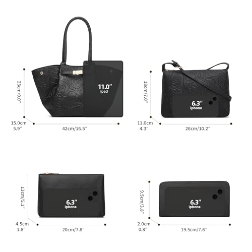 4-Piece YTL Women's Floral Leather Vegan Handbag Set (Various Colors) - image 6