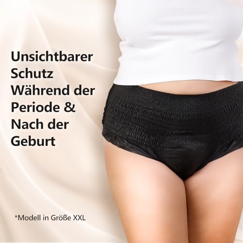 MOLLIS Einweg Periodenunterwäsche für Damen Postnatale Schwangerschafts Slips Auslaufsicher bei starkem Ausfluss Schwarz S/M 8 Stück