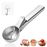 Ice Cream Scoop,Portable Stainless Steel Ice Cream Scoop with Trigger and Comfortable Handle,Dishwasher Safe,DIY Ice Cream,Gelato,Sorbet,Cake Batter (1p-silver)