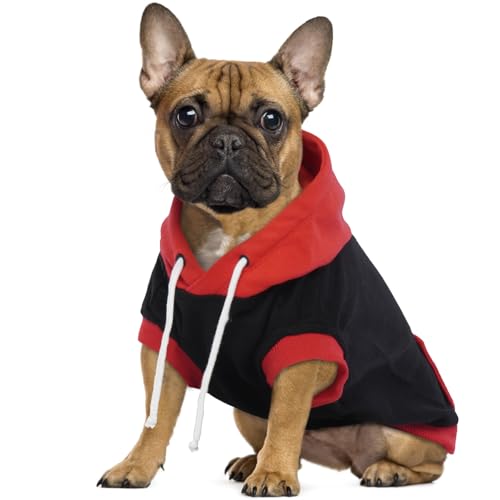 Hjumarayan Hundepullover - Ärmellose Kapuzenpullover für Kleine Hunde, Baumwoll Hoodie mit Farbblock...