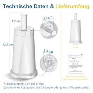 AquaStrata 3x Wasserfilter Ersatz für Sage Kaffeevollautomat – Kompatibel mit Barista Express/Pro/Touch/Oracle – Ersetzt SES008, SES810, SES875, SES880, SES920, SES980, SES990, BES008