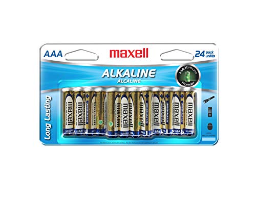 Maxell 723474 Pilas alcalinas AAA de larga duración y fiables, listas para usar, paquete de 24 con alta compatibilidad
