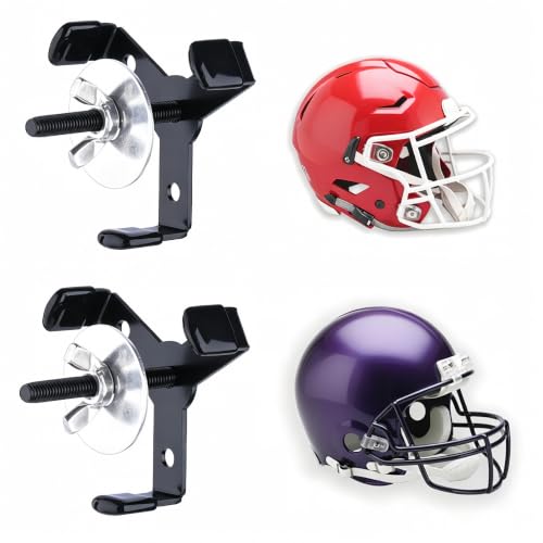 Hidden Football Helmet Wall Mount Display Heavy Duty Metal Hanger Holder for Full and Mini Helmets Floating Football Helmet Shelf Case Stand Hardwares Included Black Pack of 2