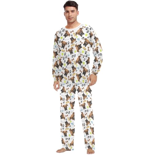 Unisex Pajama Set Long Sleeve Sleepwear Soft 2 Piece Loungewear Boxer Dog Pj Sets for Women & Men2