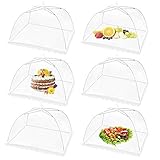 VICKMALL (6 Pack) Pop-Up Food Cover Tent 17 x 17 Inches Outdoor Picnic Food Cover Net Keep Food Clean and Hygienic Suitable for Parties, Picnics, BBQs, Reusable and Collapsible
