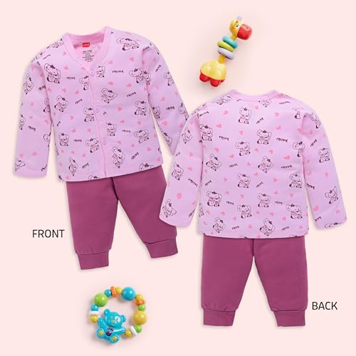 Image of LuvLap Baby Boys & Girls Full Sleeve100% Cotton Jhabla & Pyjama Sets Pack of 2