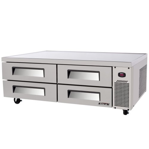 Super Deluxe Chef Base Refrigerator, Self-cleaning Condenser Device, (4) Durable Drawers With Recessed Handle, 15.1 Cu. Ft., 48 Pan Capacity (1/6 Size), 16 Ga. Stainless Steel One-piece Reinforced Insulated Top, Stainless Steel Front & Sides, Oversized Compressor, Side Mounted Self-contained Refrigeration System, 5