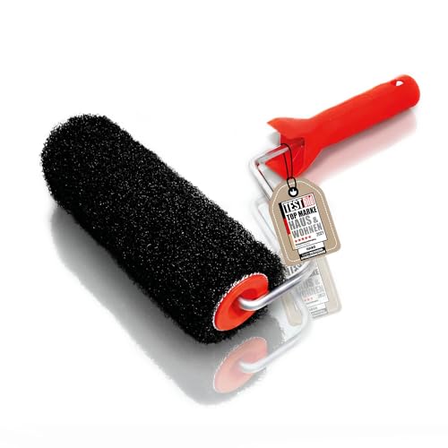 mako Spachtelauftrags-Set 2-teilig Spezialwalze für Spachtelmasse Rollspachtel & Rollputz stabile Faser fusselarm gleichmäßiger Auftrag Farbroller mit 8 mm Stahlbügel & ergonomischem Griff