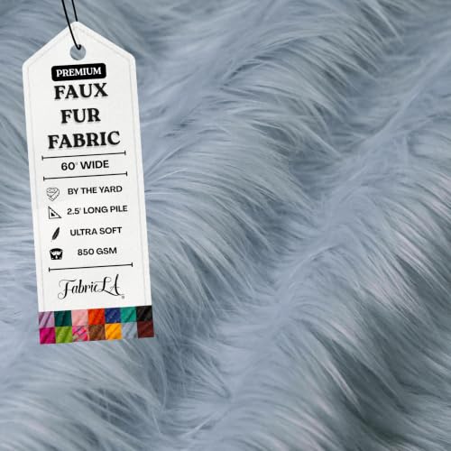 Image of FabricLA Faux Fur Fabric by The Yard - Artificial Craft Fur - 108 inch X 60 inch Inch Wide - Fur Fabric for Craft Supply, DIY Furry Plush Projects, Sewing, Decoration, Upholstery, Baby Blue, 3 Yard