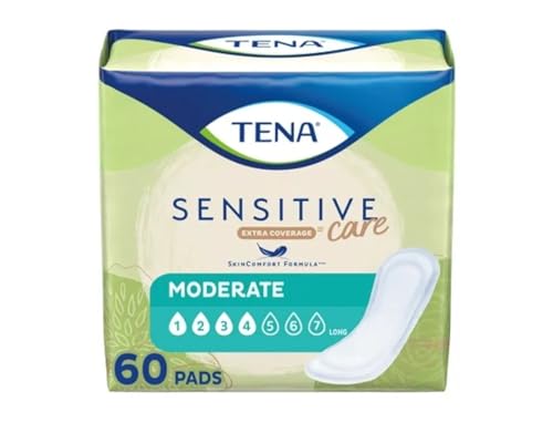 TENA Sensitive Care Moderate Bladder Leakage Pad for Women, Moderate Absorbency, Long Length, (60 Total - 3 Pack)