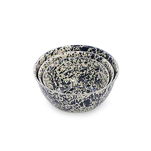 Crow-Canyon-Home-Enamelware-Mixing-Bowl-Set-3-piece-NavyCream-Splatter
