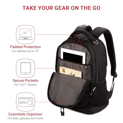 SwissGear Cecil 5505 Laptop Backpack, Black, 18-Inch - Image 3