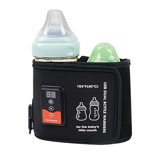 赤ちゃん用 USB ボトルウォーマー、断熱カバーボトルウォーマー - USBトラベルミルクヒートキーパー - 屋内屋外旅行用ポータブルサーモスタットスマート温度制御ダブルボトルウォーマー