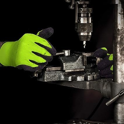 Image of Multipurpose Nylon Anti Cut PU Nitrile Coating Work Safety Gloves Black-Green Pair 1