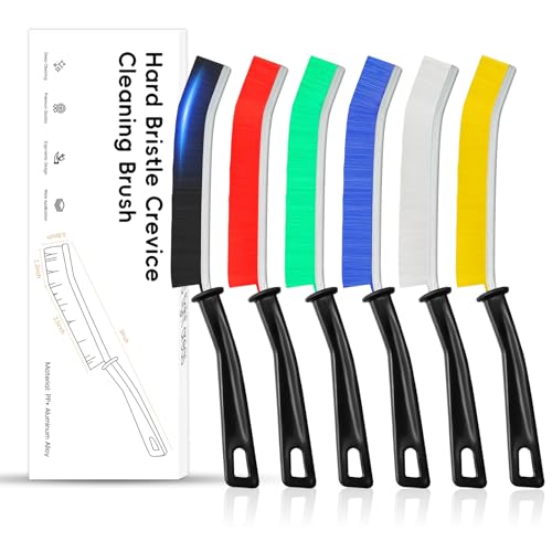Crevice Cleaning Brush Hard Bristle Bathroom Gap Cleaning Brush Multifunctional Gap Cleaning Tool for Blind, Baseboard, Fan, Window Or Sliding Door Track 6pcs (Colorful)