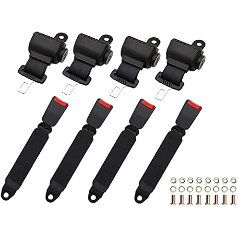 Bravokit Retractable Golf Cart Seat Belts Kit, Universal Retractable Seatbelts Fits Club Car EZGO TXT&RXV Yamaha Drive Club Car DS (Set of 4) Cover