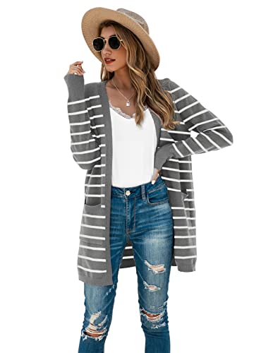 Image of TASAMO Cardigan Sweaters for Women Long Sleeve Open Front Casual Knit Fall Coat Oversized Soft Outwear with Pockets