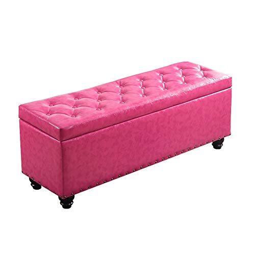 Sofa stool Household Change Shoe Bench|Storage Stool Bedroom Bed End Stool|Storage Box PU Long Bench Rest Stool|shoe Store|clothing Store (Color : Pink, Size : L120×H45×W40cm)