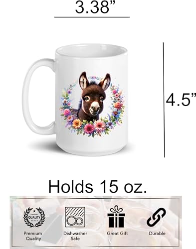 Taza de cerámica con diseño de burro, 15 oz, multicolor miniatura 5